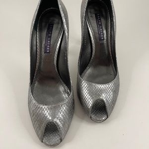 Ralph Lauren Silver Snakeskin Heels